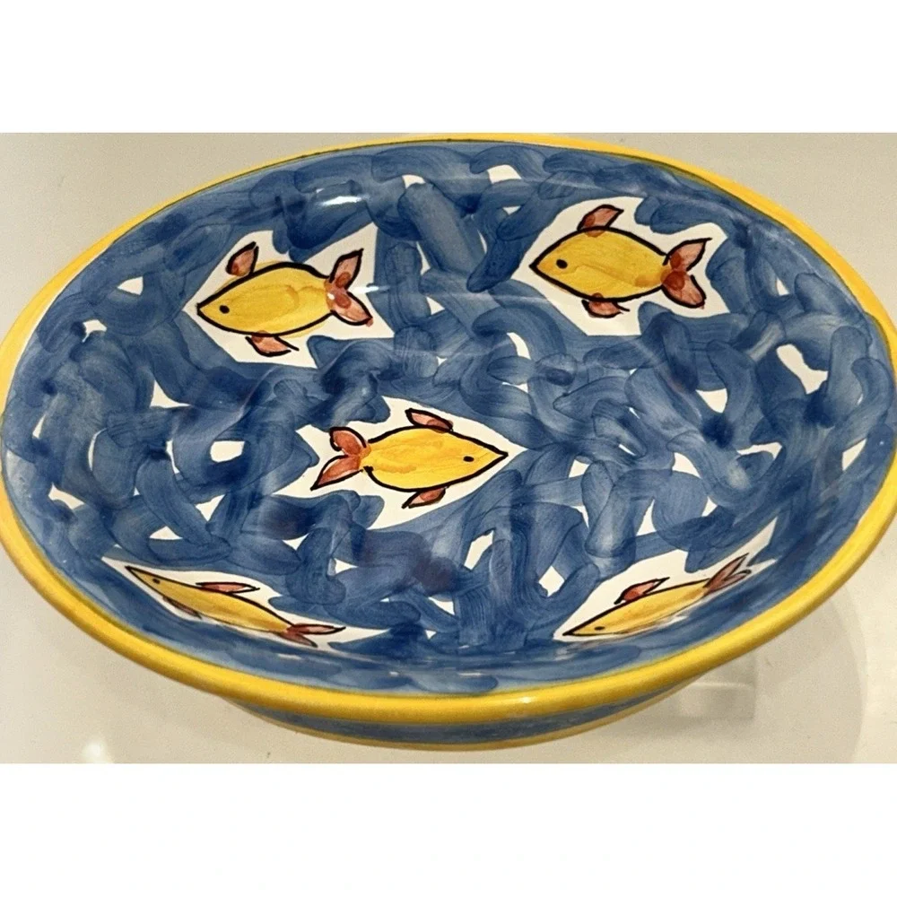 Rare Vintage Donacer Portugal Hand painted Swimming Fish Soap Dish  #454